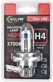 Автолампа Solar Star + 60 H4 P43t-38 55 W 60 W прозрачно-голубая 1234B1