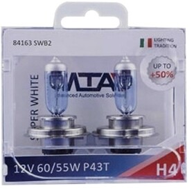 Автолампа MTA H4 P43t 55 W 60 W светло-голубая 84163SWB2