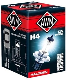 Автолампа Awm H4 P43t 55 W 60 W прозрачная 410300003