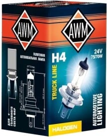 Автолампа Awm H4 P43t 70 W 75 W прозрачная 410300018
