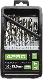 Набор сверл Apro спиральных по металлу 810204 1-13 мм 25 шт.