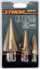 Набір свердл STHOR ступеневих по металу 22616 4-32 мм 3 шт.