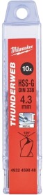 Набор сверл Milwaukee спиральных по металлу Thunderweb 4932459848 4.3 мм 10 шт.
