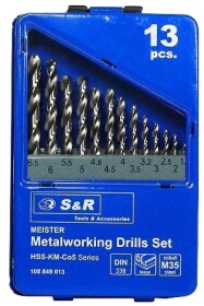 Набір свердл S&R спіральних по металу Meister 108849013 1.5-6.5 мм 13 шт.