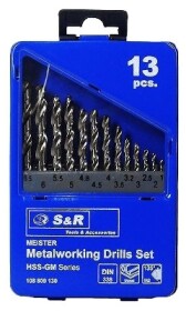 Набір свердл S&R спіральних по металу Meister 108809130 1.5-6.5 мм 13 шт.
