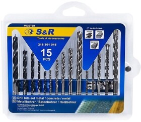 Набір свердл S&R спіральних по металу та бетону Meister 216301015 4-8 мм 15 шт.