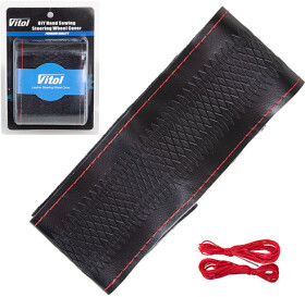 Оплетка на руль Vitol VLOD-SF029-1 кожа цвет черный с красной нитью