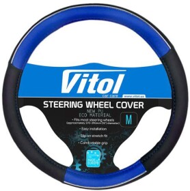 Чохол на кермо Vitol 17003 еко-шкіра з перфорацією з 1 швом колір синій