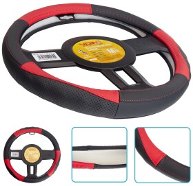 Чехол на руль Voin VLOD-L2607 кожа с перфорацией с 1 швом цвет черно-красный