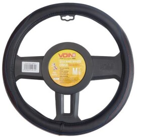 Чехол на руль Voin VLOD-24LC7 кожа с перфорацией с 1 швом цвет черный с красной и синей нитью