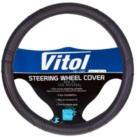 Чохол на кермо Vitol 16280B штучна шкіра колір чорний з чорною ниткою