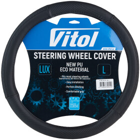 Чехол на руль Vitol VLOD-HC15 эко-кожа с перфорацией цвет черный
