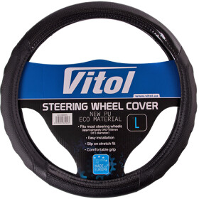 Чехол на руль Vitol VLCU-1409009 искусственная кожа цвет черный
