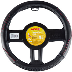 Чехол на руль Voin VLOD-24LC10 искусственная кожа цвет черный с красной нитью
