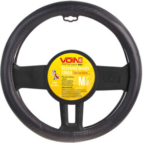 Чохол на кермо Voin VLOD-L941 шкіра з перфорацією колір чорний