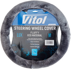 Чехол на руль Vitol VLOD-21F01 искусственный мех цвет серый