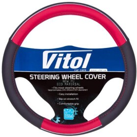 Чехол на руль Vitol 17003 искусственная кожа с перфорацией с 1 швом цвет черно-красный