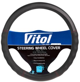 Чехол на руль Vitol VLU-1909339 искусственная кожа с перфорацией с 1 швом цвет черный