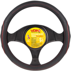 Чехол на руль Voin VLOD-L282 искусственная кожа с перфорацией цвет черный с красной нитью