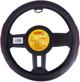 Чехол на руль Voin VLOD-L282 искусственная кожа с перфорацией цвет черный с красной нитью