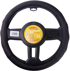 Чехол на руль Voin VLOD-L283 искусственная кожа с перфорацией цвет черный с красной нитью