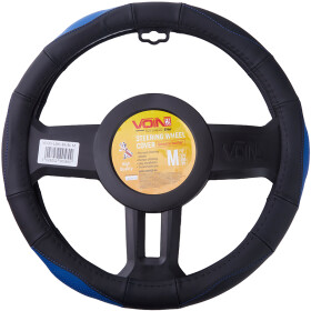 Чехол на руль Voin VLOD-L285 кожа с перфорацией цвет черный с синими вставками