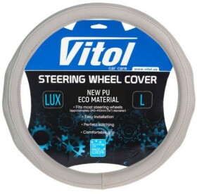 Чохол на кермо Vitol VLOD-19P009 штучна шкіра з перфорацією колір сірий
