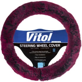 Чохол на кермо Vitol VLOD-F101 штучне хутро колір чорно-пурпуровий