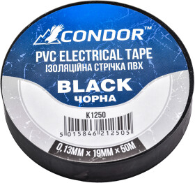 Изолента Condor k1250 черная ПВХ 19 мм x 50 м