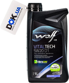 Моторна олива Wolf Vitaltech D1 5W-20 синтетична