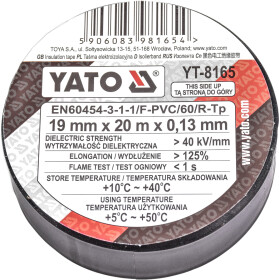 Изолента Yato yt8165 черная ПВХ 19 мм х 20 м