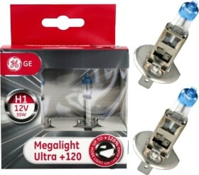 Автолампа General Electric Megalight Ultra +120 H1 P14,5s 55 W прозрачно-голубая 50310nu