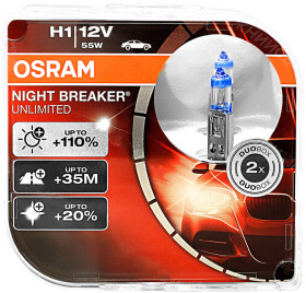 Автолампа Osram Night Breaker Unlimited H1 P14,5s 55 W прозрачно-голубая 64150NBU-HCB