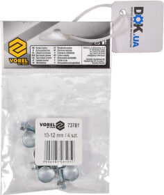 Хомут Vorel 73781 винтовой 10-12 мм сталь оцинкованная W1 4 шт