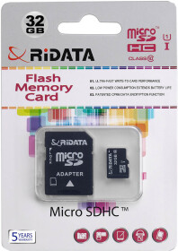 Карта памяти RiDATA microSDHC 32 ГБ с SD-адаптером