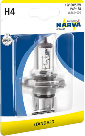 Автолампа Narva Standard H4 P43t-38 55 W 60 W прозрачная 488811b