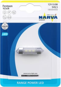 Автолампа Narva Range Power LED C5W SV8,5 0,6 W прозрачная 180061b