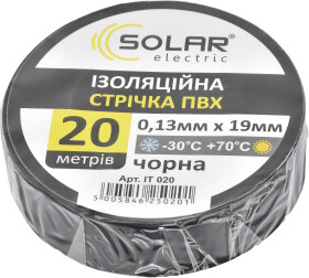 Ізоляційна стрічка Solar it020 чорна ПВХ