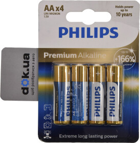 Батарейка Philips Premium Alkaline LR6M4B10 AA (пальчиковая) 1,5 V 4 шт