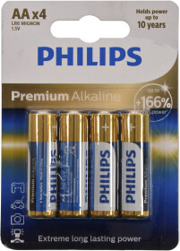 Батарейка Philips Premium Alkaline LR6M4B10 AA (пальчиковая) 1,5 V 4 шт
