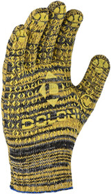 Перчатки рабочие Doloni Рябушка трикотажные с покрытием ПВХ желтые