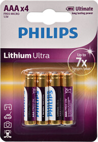 Батарейка Philips Lithium Ultra FR03LB4A10 AAA (мизинчиковая) 1,5 V 4 шт
