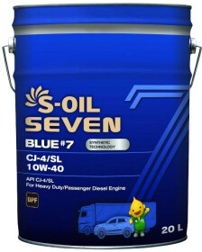 Моторна олива S-Oil Seven Blue #7 CJ-4/SL 10W-40 синтетична