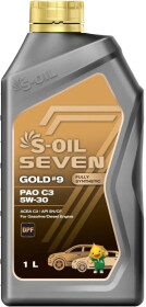 Моторное масло S-Oil Seven Gold #9 PAO C3 5W-30 синтетическое