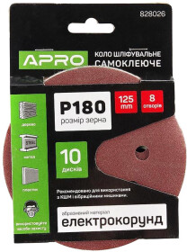 Круг шліфувальний Apro 828026 по металу та дереву зерно 180