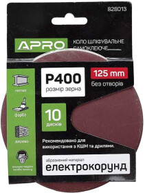 Круг шліфувальний Apro 828013 по металу та дереву P400