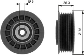 Обводной ролик поликлинового ремня Gates T38092