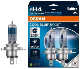 Автолампа Osram Cool Blue Boost H4 P43t 90 W 100 W светло-голубая 62193CBB2HB