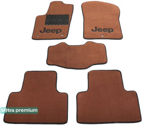 Комплект ковриков Sotra Premium коричневый с логотипом Jeep ST07236-CH-TERRA