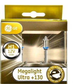 Автолампа General Electric Megalight Ultra +130 H1 P14,5s 55 W прозрачно-голубая 50310xnu2d